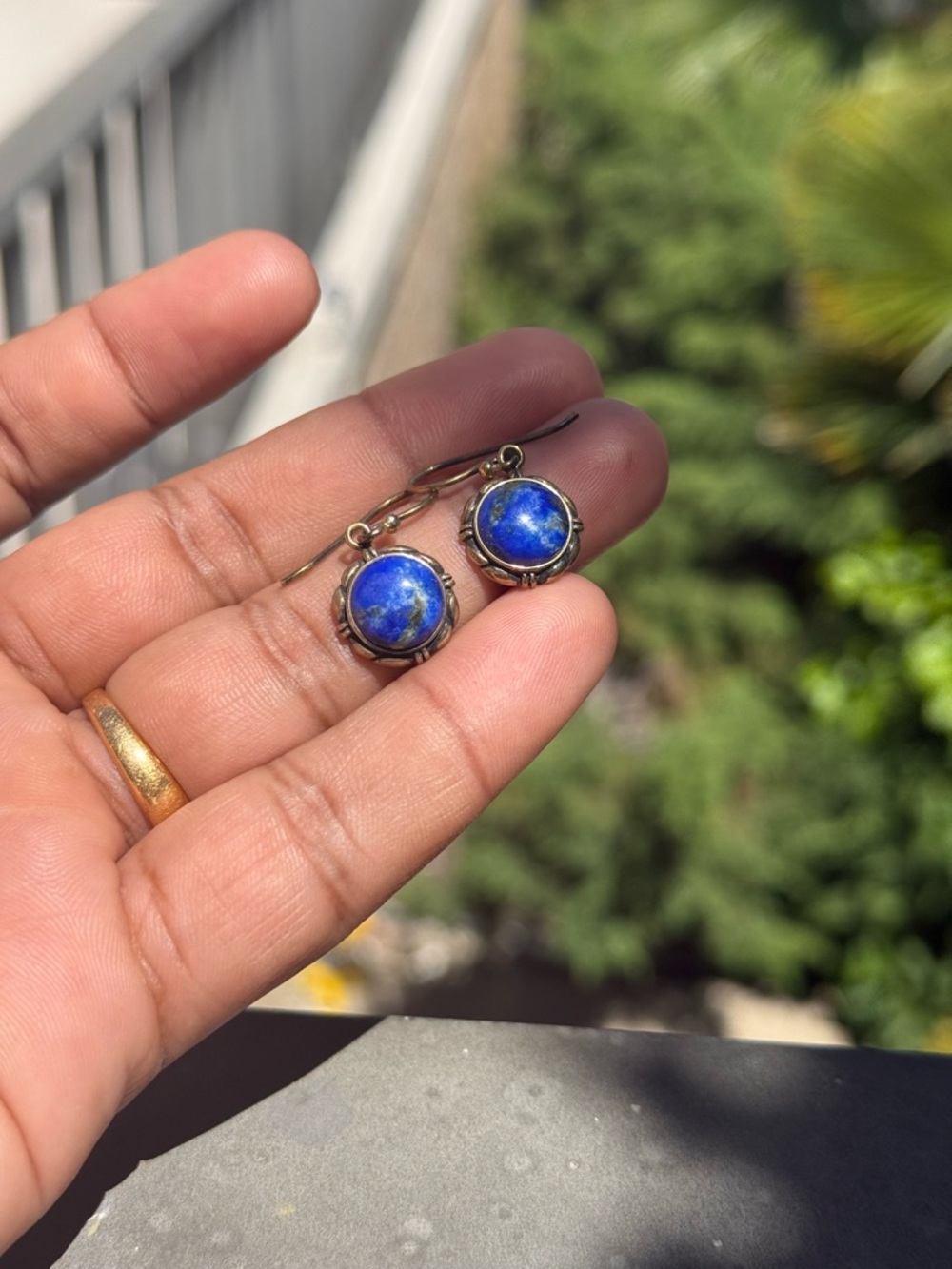 Pre Owned 925 Silver Lapis Earrings